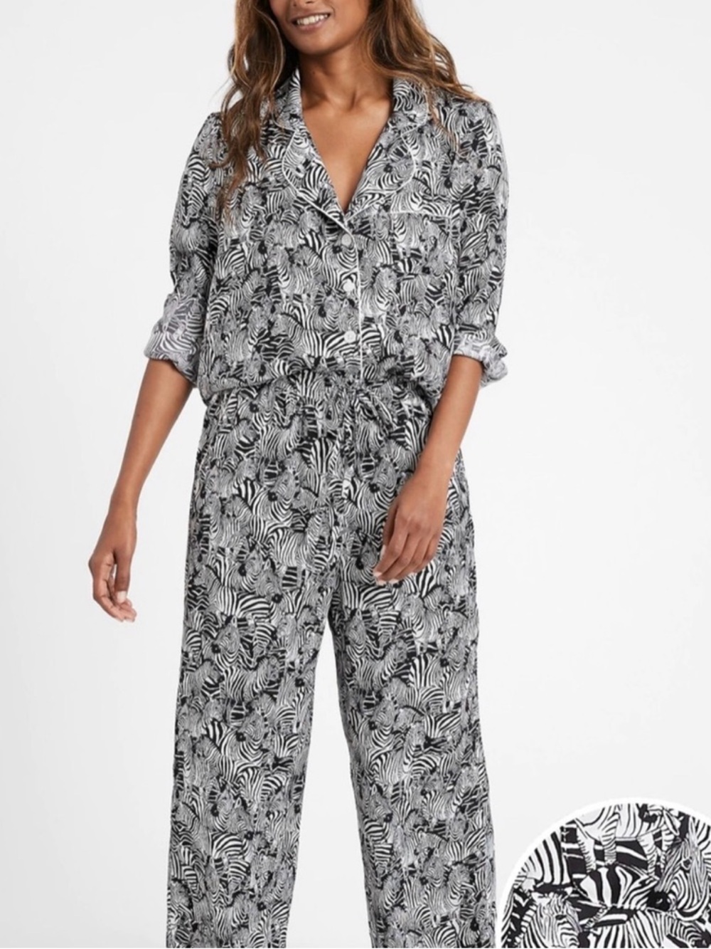 Banana Republic Zebra Satin Pajama Set XXS